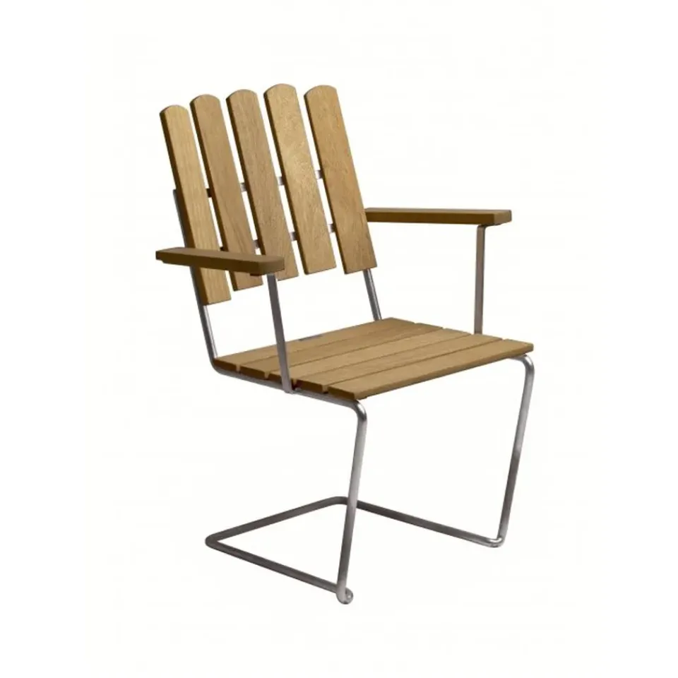 Grythyttan Stålmöbler Seating*A2 armchair, Oak oil-hot-dip galvanized stand Beige