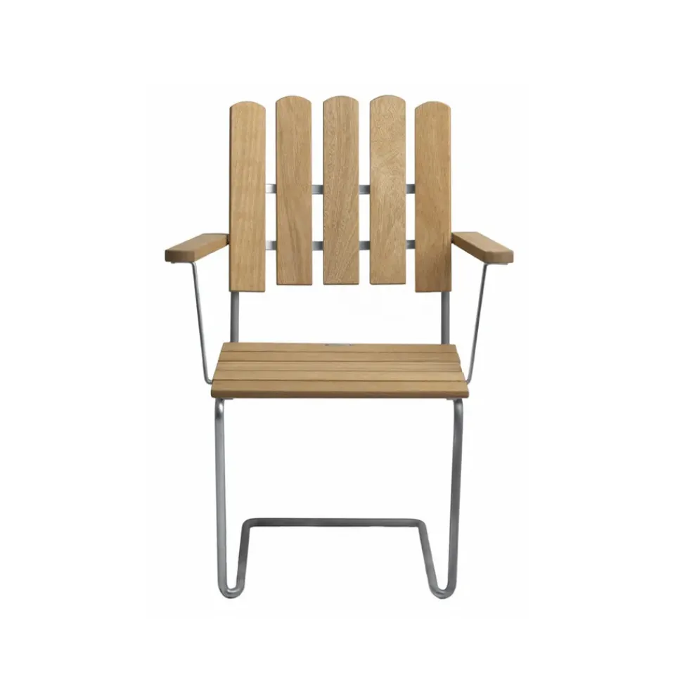 Grythyttan Stålmöbler Seating*A2 armchair, Oak oil-hot-dip galvanized stand Beige