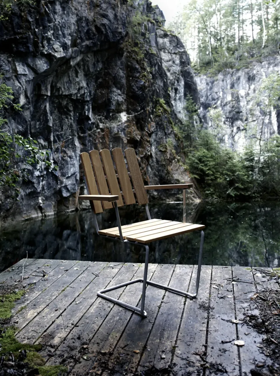 Grythyttan Stålmöbler Seating*A2 armchair, Oak oil-hot-dip galvanized stand Beige