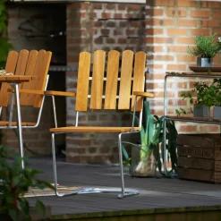 Grythyttan Stålmöbler Seating*A2 armchair, Teak-hot-dip galvanized stand Brown