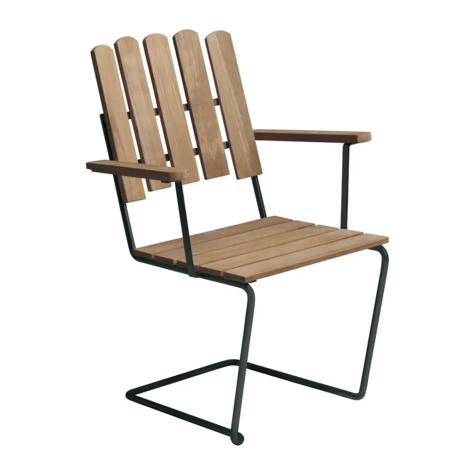 Grythyttan Stålmöbler Seating*A2 armchair, Untreated teak-black BeigeBlack