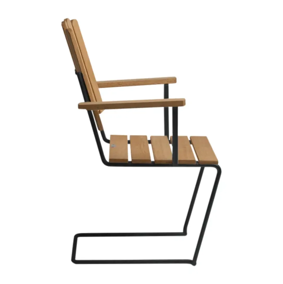 Grythyttan Stålmöbler Seating*A2 armchair, Untreated teak-black BeigeBlack