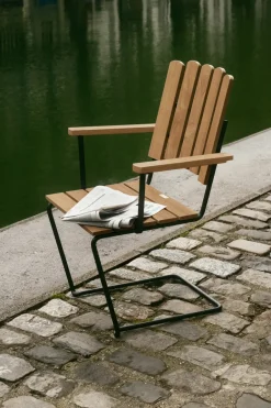 Grythyttan Stålmöbler Seating*A2 armchair, Untreated teak-black BeigeBlack