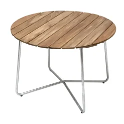 Grythyttan Stålmöbler Table For Outdoor Use*9A dining table, Teak Ø100 cm Brown