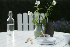 Grythyttan Stålmöbler Table For Outdoor Use*9A dining table, lacq. oak-hot-dip galvanized stand Ø120 cm White