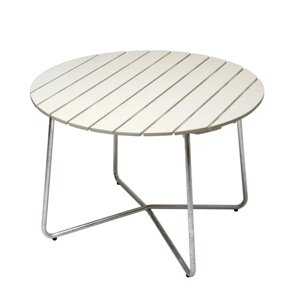 Grythyttan Stålmöbler Table For Outdoor Use*9A dining table, lacquered oak Ø100 cm White