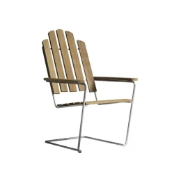 Grythyttan Stålmöbler Seating*A3 sun chair, Oak oil-hot-dip galvanized stand Beige