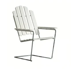 Grythyttan Stålmöbler Seating*A3 sun chair, lacquer oak-hot-dip galvanized White