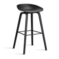 HAY Bar Stools*About a Stool AAL32 High 2.0 bar stool oak base, - steel footrest Black