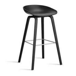 HAY Bar Stools*About a Stool AAL32 High 2.0 bar stool oak base, -stainless steel footrest Black