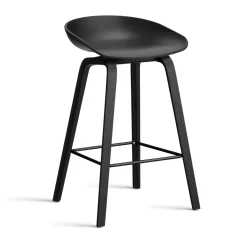 HAY Bar Stools*About a Stool AAL32 Low 2.0 bar stool oak base, - steel footrest Black