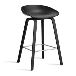 HAY Bar Stools*About a Stool AAL32 Low 2.0 bar stool oak base, -stainless steel footrest Black