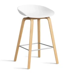 HAY Bar Stools*About a Stool AAL32 Low 2.0 bar stool lacquered oak base, -stainless steel footrest White