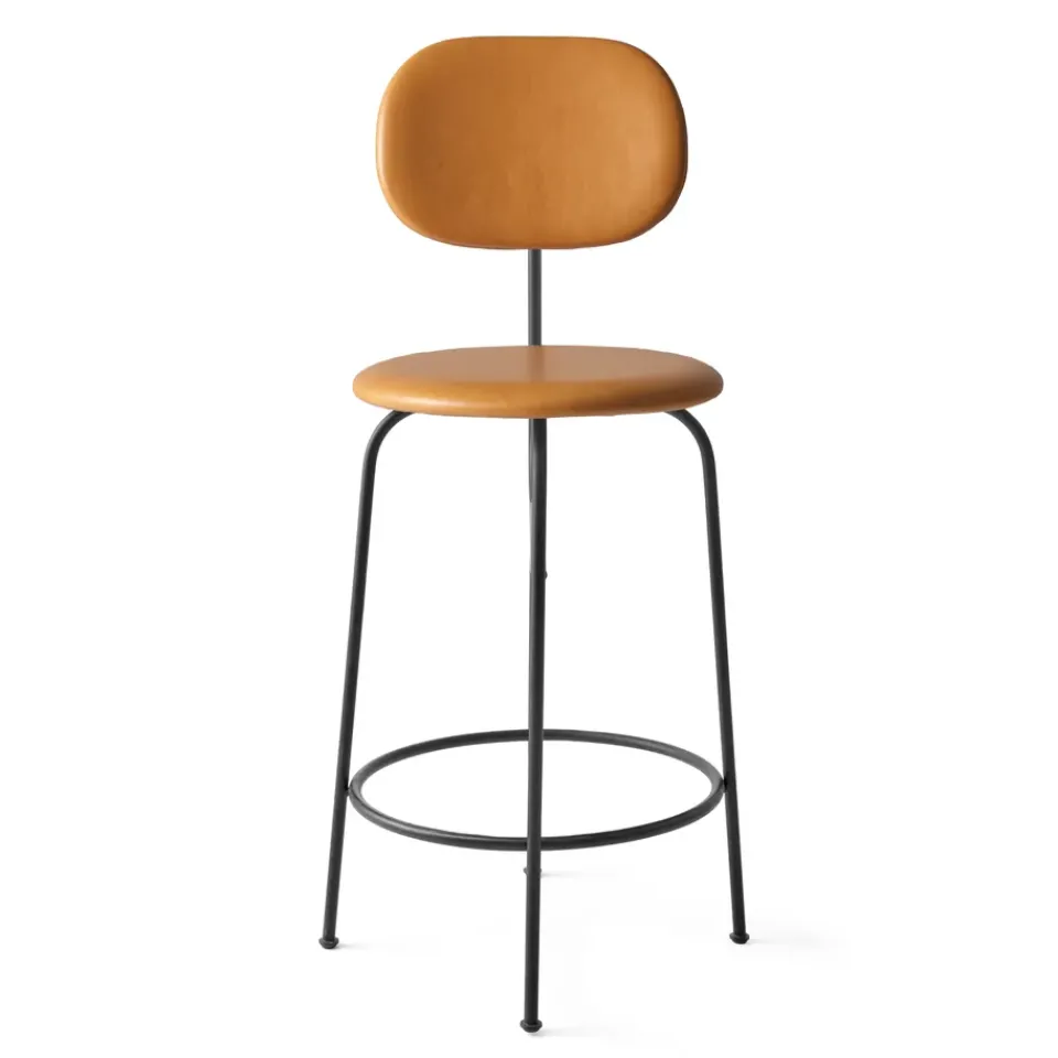 Audo Copenhagen Bar Stools*Afteroom plus barstool leather upholstery 63.5 cm, Dakar 0250 Orange