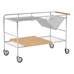 &Tradition Serving Trolleys*Alima storage trolley varnished oak, Chrome & lacquered oak BrownSilver-coloured
