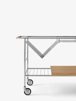 &Tradition Serving Trolleys*Alima storage trolley varnished oak, Chrome & lacquered oak BrownSilver-coloured