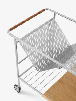 &Tradition Serving Trolleys*Alima storage trolley varnished oak, Chrome & lacquered oak BrownSilver-coloured