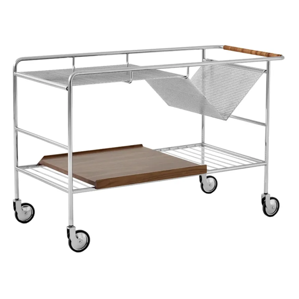 &Tradition Serving Trolleys*Alima storage trolley varnished walnut, Chrome & lacquered walnut BrownSilver-coloured