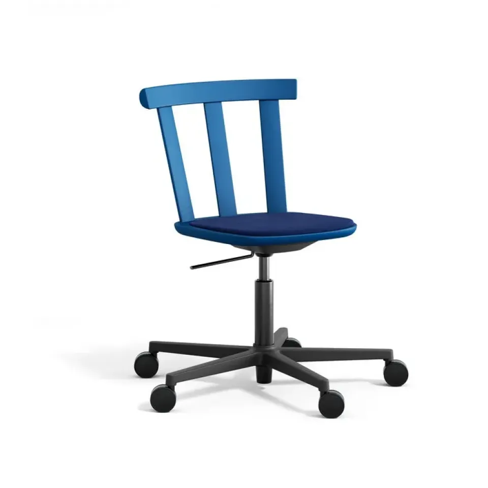 Stolab Office Chairs*Alt chair swivel base upholstered seat birch, Hallingdal 65-754 -Baltic 28 Blue