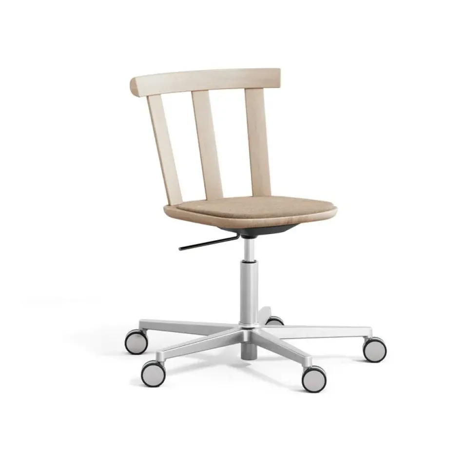 Stolab Office Chairs*Alt chair swivel base upholstered seat oak, Hallingdal 65-200 -light matte lacquer Beige