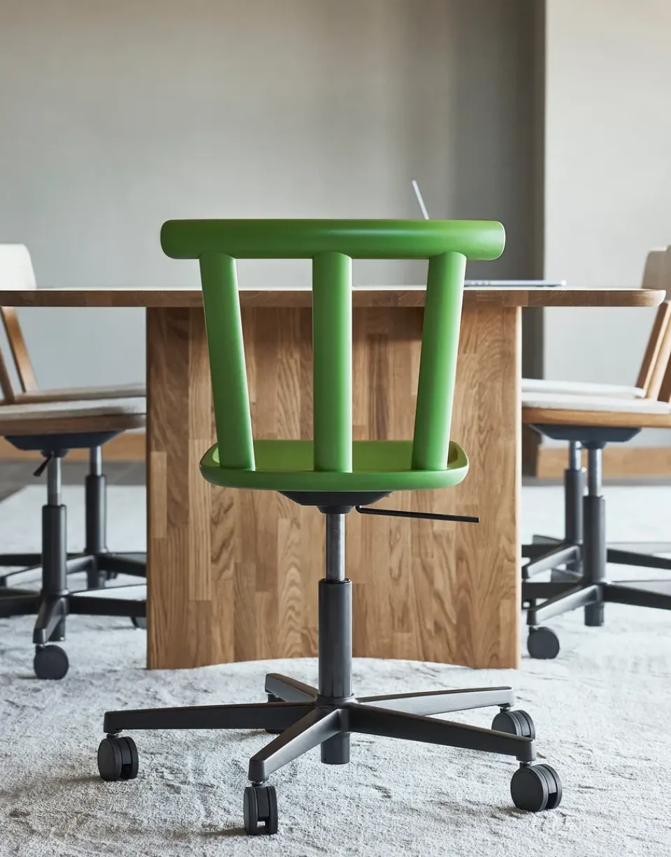 Stolab Office Chairs*Alt chair swivel base upholstered seat birch, Hallingdal 65-960 -moss 16 Green