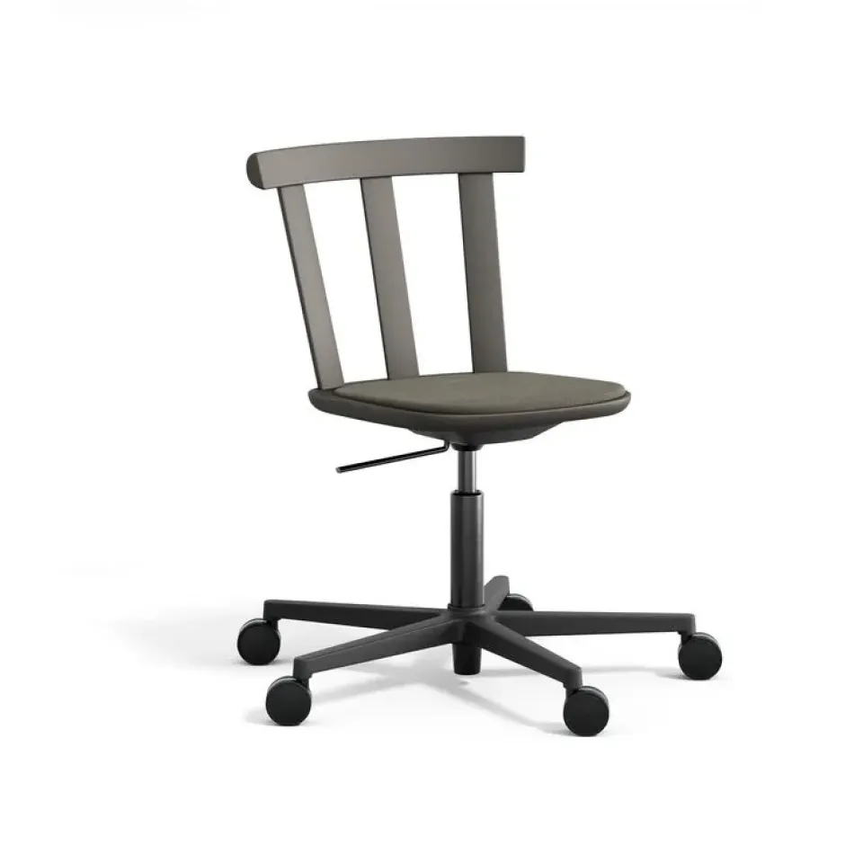 Stolab Office Chairs*Alt chair swivel base upholstered seat birch, Hallingdal 65-153 dark -dark 62 Grey