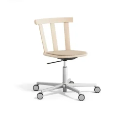 Stolab Office Chairs*Alt chair swivel base upholstered seat birch, Hallingdal 65-200 -light matte lacquer Beige