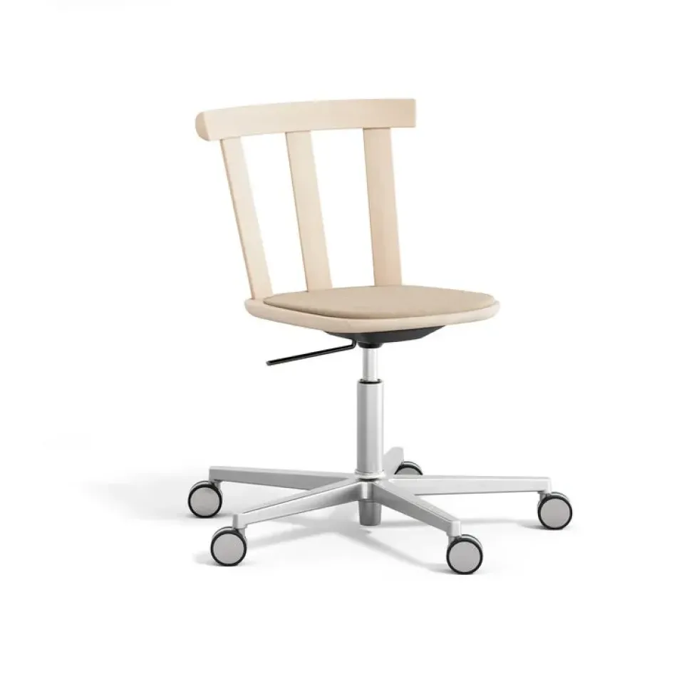 Stolab Office Chairs*Alt chair swivel base upholstered seat birch, Hallingdal 65-200 -light matte lacquer Beige