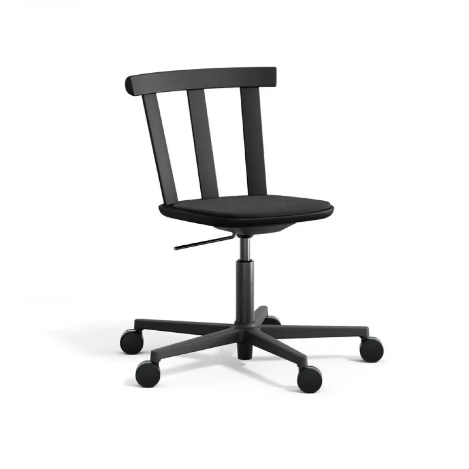 Stolab Office Chairs*Alt chair swivel base upholstered seat birch, Hallingdal 65-180 -matte 99 Black