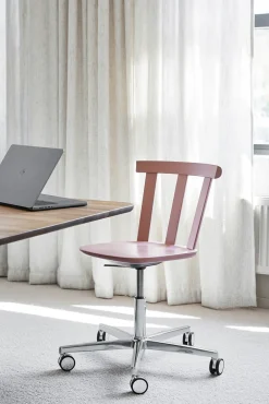 Stolab Office Chairs*Alt chair swivel base upholstered seat birch, Vidar 4, 633 -mauve 27 Pink