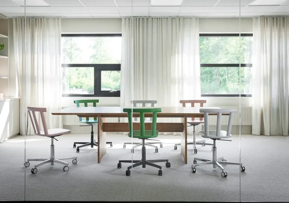 Stolab Office Chairs*Alt chair swivel base upholstered seat birch, Hallingdal 65-103 /beige-white 21 Grey