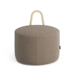 Swedese Sitting Poufs*Amstelle pouf medium with wheel box natural lacquer, Main Line Flax 23 Beige