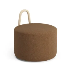 Swedese Sitting Poufs*Amstelle pouf medium with wheel box natural lacquer, Main Line Flax 15 Brown