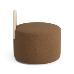 Swedese Sitting Poufs*Amstelle pouf medium with wheel box natural lacquer, Main Line Flax 15 Brown