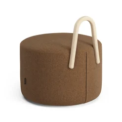 Swedese Sitting Poufs*Amstelle pouf medium with wheel box natural lacquer, Main Line Flax 15 Brown