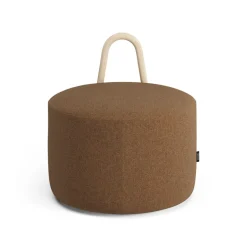 Swedese Sitting Poufs*Amstelle pouf medium with wheel box natural lacquer, Main Line Flax 15 Brown