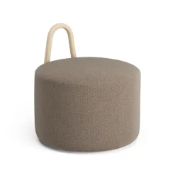Swedese Sitting Poufs*Amstelle pouf medium with wheel oak natural lacquer, Main Line Flax 23 Beige