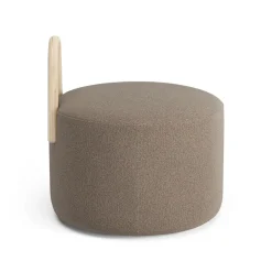 Swedese Sitting Poufs*Amstelle pouf medium with wheel oak natural lacquer, Main Line Flax 23 Beige