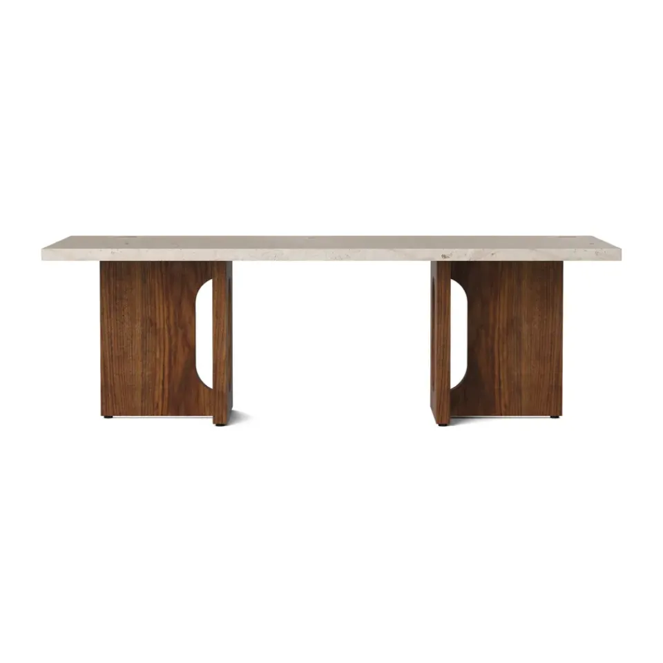 Audo Copenhagen Coffee Tables*Androgyne lounge table, Sand/kunis breccia, walnut legs Beige