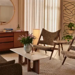 Audo Copenhagen Coffee Tables*Androgyne lounge table, Sand/kunis breccia, dark stained oak legs Beige