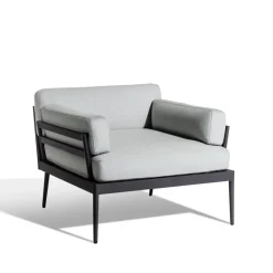 Skargaarden Seating|Outdoor Lounge Furniture*Anholt lounge chair, Sunbrella Natté Storm-dark aluminium frame Grey