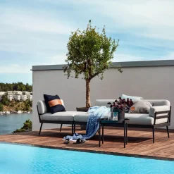 Skargaarden Garden Sofas & Garden Benches|Balcony Furniture*Anholt sofa, Sunbrella Natté Storm-dark aluminium frame Grey