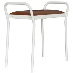 Maze Stools*Anyone stool, with vintage cognac leather White