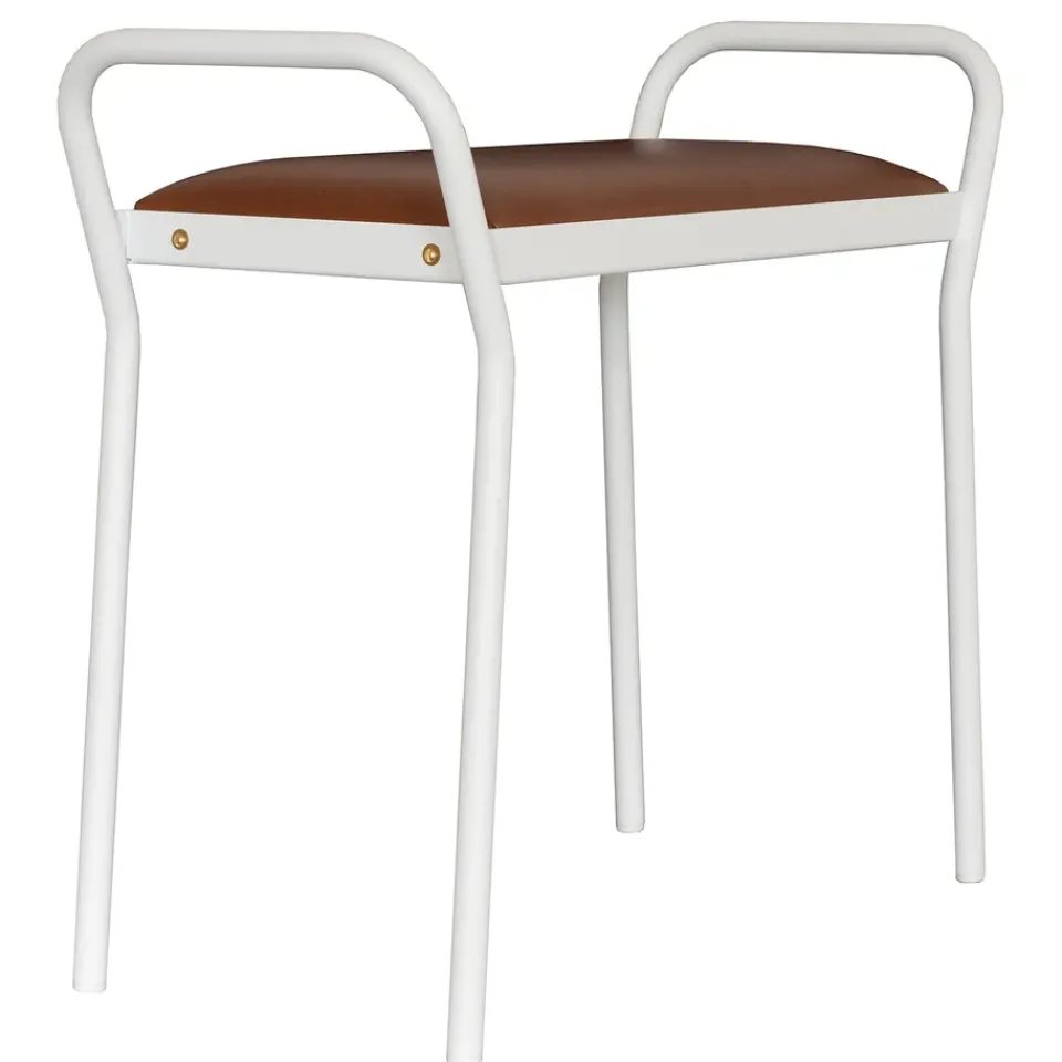 Maze Stools*Anyone stool, with vintage cognac leather White