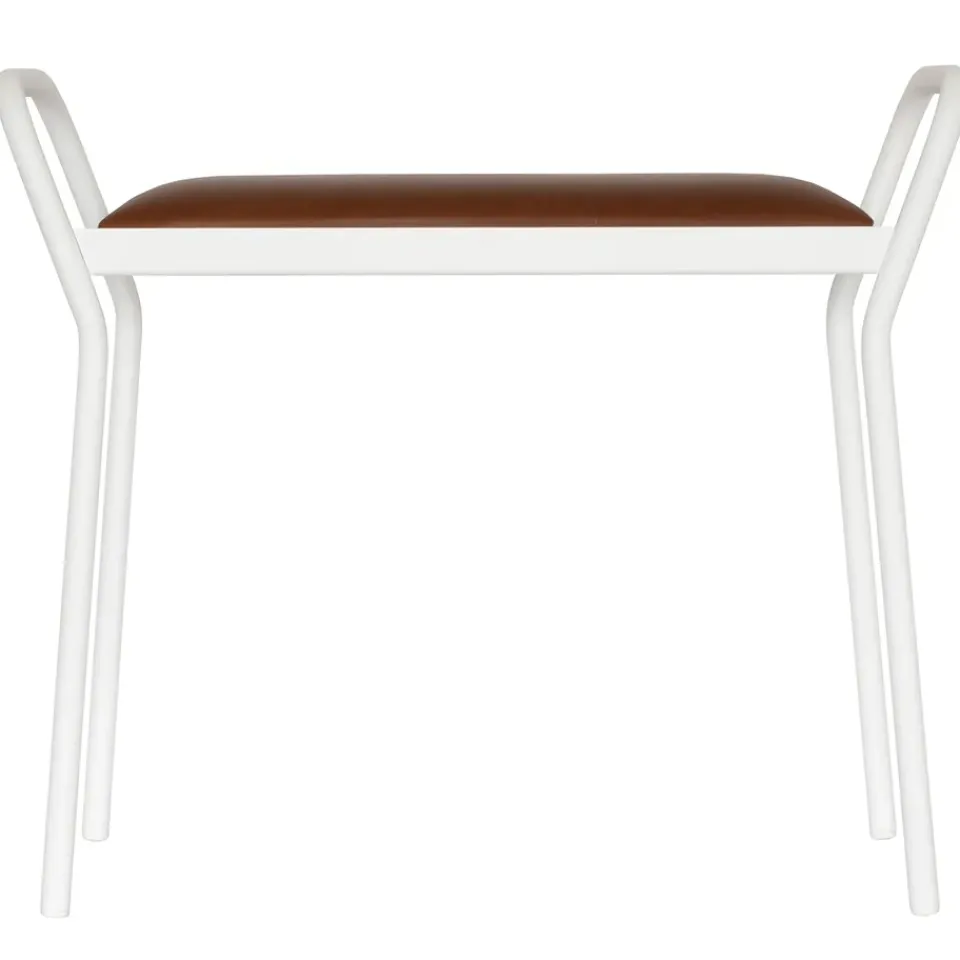 Maze Stools*Anyone stool, with vintage cognac leather White