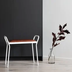 Maze Stools*Anyone stool, with vintage cognac leather White