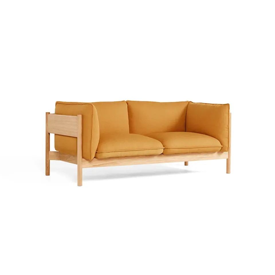 HAY Sofas*Arbour ECO 2-seater sofa, Fabric Vidar 472 mustard-wax-oiled oak frame Yellow