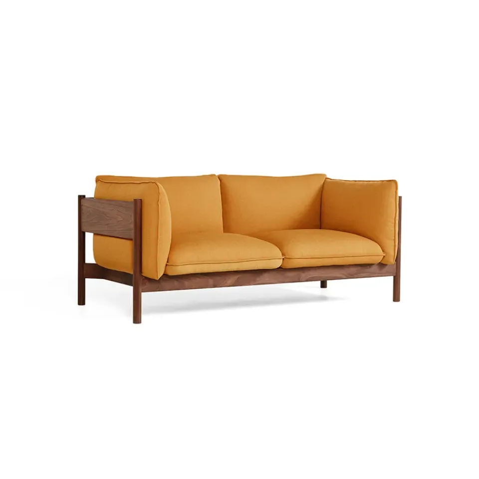 HAY Sofas*Arbour ECO 2-seater sofa, Fabric Vidar 472 mustard, wax-oiled walnut Yellow