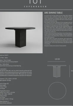 101 Copenhagen Dining Tables*Arc dining table Ø120 cm, Coffee oak Black