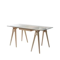 Design House Stockholm Desks*Arco desk, Oak clear lacquer incl. box, glass tabletop Beige